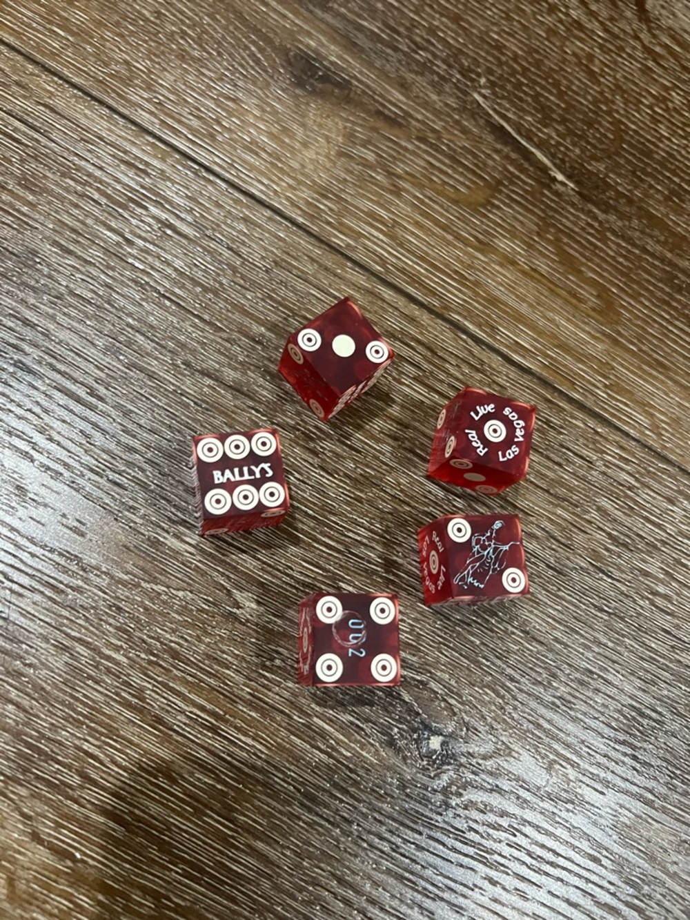 NWOT lasvegas casino dice stick Ballys show girl Set of 5 red and white - Picture 4 of 6